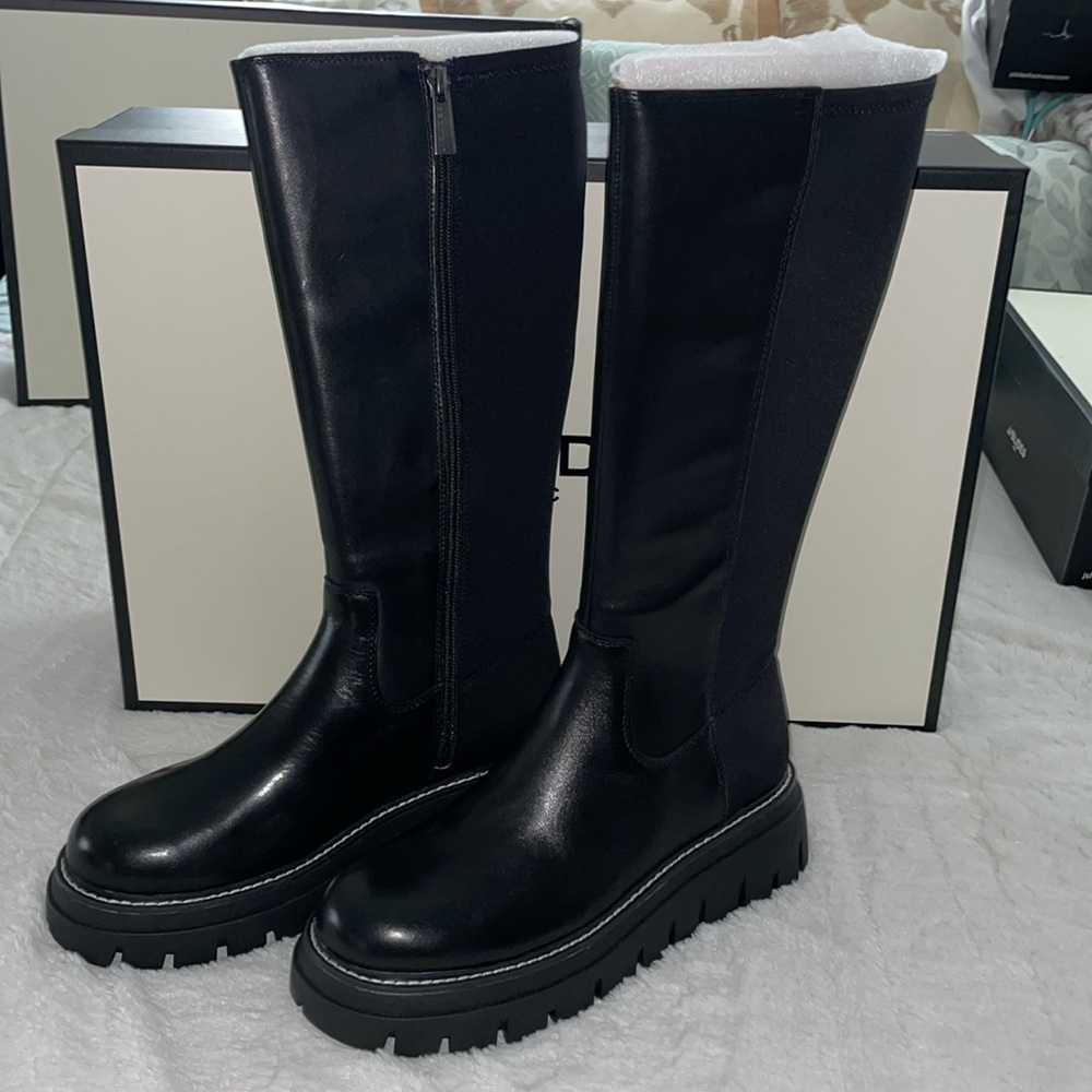 NWT J/SLIDES TYRONE Black Leather Knee High Boot - Picture 12 of 12